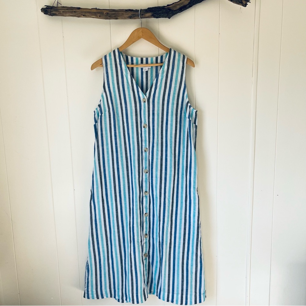 Cotton and Linen Striped Sleeveless Dress sz Large